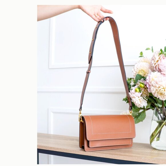 NEW Aallyn Ingrid Crossbody Shoulder Purse Bag Cognac Brown - Picture 5 of 16